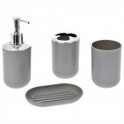 Комплект за баня пластик, 4 части, сиво