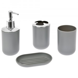 Комплект за баня пластик, 4 части, сиво