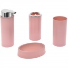 Комплект за баня пластик, 4 части, розово