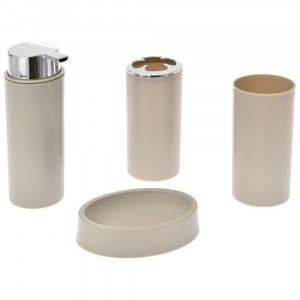 Комплект за баня пластик, 4 части, беж