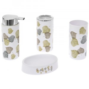 Комплект за баня пластик, 4 части, листа