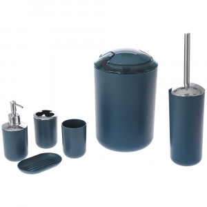 Комплект за баня пластик, 6 части, зелен мат