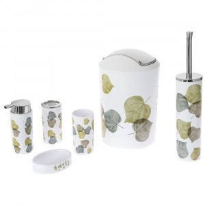 Комплект за баня, пластик, листа, 6 части