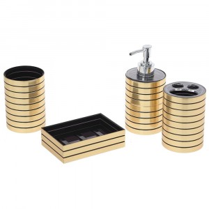 Комплект за баня, пластик, злато, 4 части