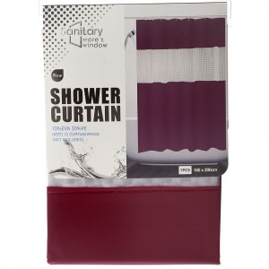 Завеса за баня, бургунди,  PVC, 180х200 см