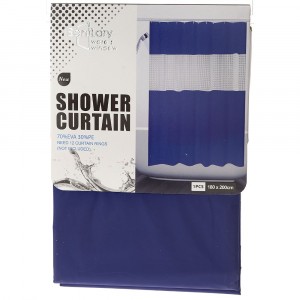 Завеса за баня, синя,  PVC, 180х200 см