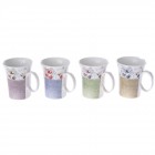 Керамична чаша с цветя, 4 модела, 9х11 см