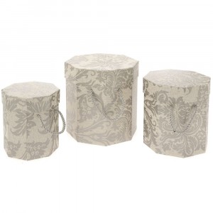 Картонена кутия листа, беж, комплект 3 бр.,Ф14х14/17х19/20х25 см