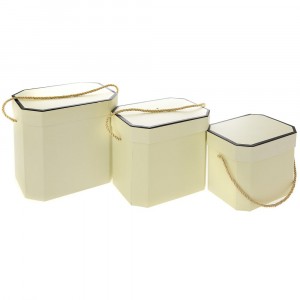 Картонена кутия , екрю, комплект 3 бр.19х14х15/21х16х19/23х18х20 см