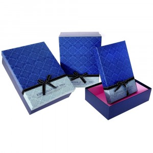 Картонена кутия синя  ESPECIALLY  FOR YOU, комплект 3 бр.,25х16х7/27х19х8/29х21х9 см