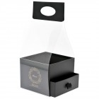 Картонена кутия с прозрачна дръжка, черна, 15х15х12/34 см