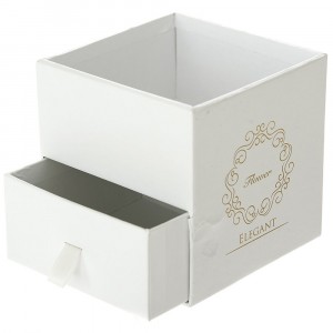 Картонена кутия с чекмедже,  ELEGANT, бяла, 10х10х10/ 28 см