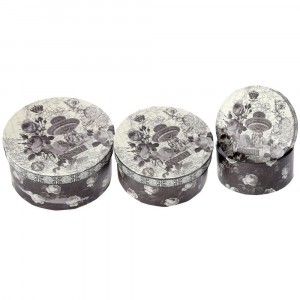 Картонена кутия Винтидж, рози, комплект 3 бр, Ф10х5/12х6/14х7 см