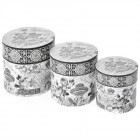 Катронени кутии комплект 3 бр, черно и бяло, ROSE, Ф15х15/18х18/21х21 см