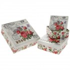 Картонена кутия  VINTAGE FASHION, комплект 3 бр., 12х12х5/15х15х6/18х18х8 см