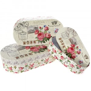 Картонена кутия  VINTAGE FASHION, комплект 3 бр., 28х14х7/34х17х9/40х22х10 см