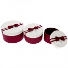 Картонена кутия червено и бяло  WISHES  FOR YOU, комплект 3 бр.,Ф13х8/16х9/19х11 см