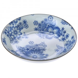 Керамична десертна чиния, сини цветя, Ф 18 см