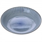 Керамична десертна чиния, сини линии, Ф 18 см