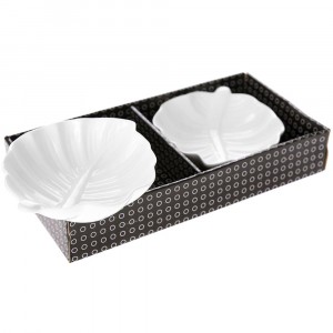 Комплект керамични купички, листо, 33х17х6 см