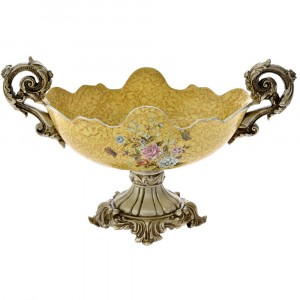 Полирезинова фруктиера, букет, злато, 43х24х30 см