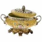 Полирезинова купа с капак, букет, злато, 27х15х15 см