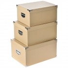 Картонени кутии 3 бр. с метални ръбове, беж
