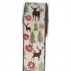 Панделка щампа, коледа в гората, зелен кант, 7 Х 9,1 М