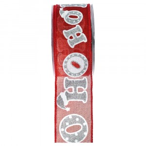 Панделка щампа, HO-HO, червена, 5,2 Х 9,10 М