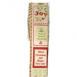 Панделка, заснежена елха, злато, 5,5 Х 9,10 М