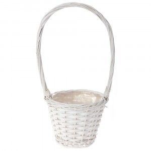 Плетена кошница с дръжка, бяла, Ф17х13/40 см