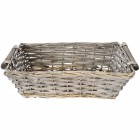 Плетен панер сив с дръжки, 49х35х16 см