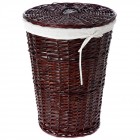 Плетен кош за пране с плат, кафяв, 44х58  см