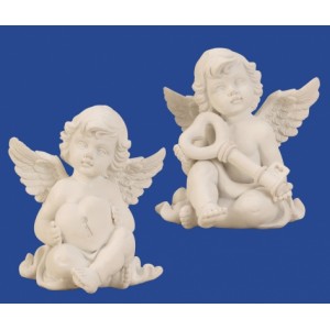 Ангели седнали, сърце и ключ, 2 мподела, 9.5 cm