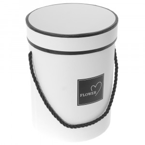 Единична кръгла картонена кутия с капак-бяла,  Ф14X20