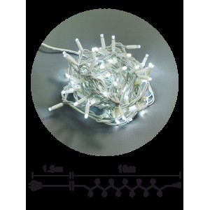  Гирлянд, 100 бели, 8mm LED/диодни/бял кабел,36/1