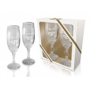 Комплект чаши стъкло със столче “БУЛКА / МЛАДОЖЕНЕЦ“