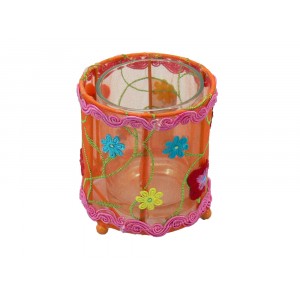 Оранжева органза свещник,1м.,10см.(1/36)