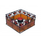 Свещник кожа каре,кристали кафе,15х7см.1м.(2/24)