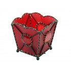 Свещник кожа,чаша,черв.,10см.,1м.(4/48)