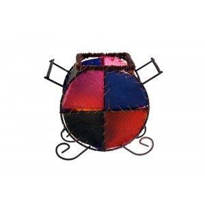 Свещник кожа,делва цветен,13см.,1м.(2/24)