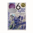 Чаена свещ в цветна кутия, к-т от 6бр, 6часа горене, лавандула 