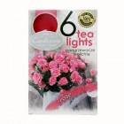 Чаена свещ в цветна кутия, к-т от 6бр, 6часа горене, роза 