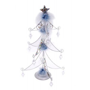 Елхичка метална,пух-звезда сребро,40см.
