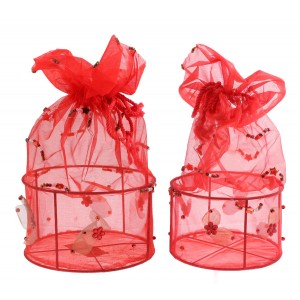 Торбичка червена органза,S/2,14х9х33см.