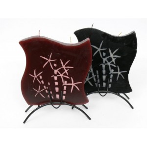 Свещ палми вълниста, 2 фитила, 2цв. 17х22см (1/12)