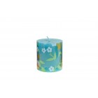 Свещ колона, син -цветя ,7,5 см.1цв.(12/48)