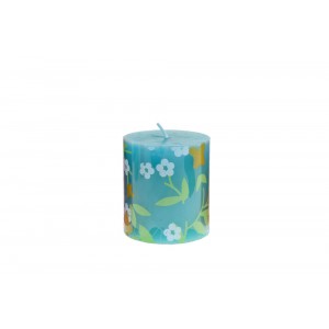 Свещ колона, син -цветя ,7,5 см.1цв.(12/48)