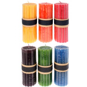 Свещ колона релеф,22см.,6цв.(9/18)