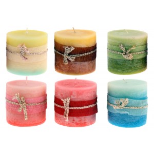 Свещ колона-връв,10см.,6цв.(12/24)